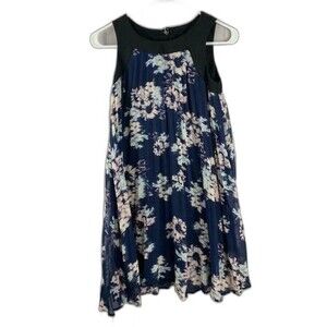 Xhilaration Size XS Womens Dress Knee Length Blue Floral Sleeveless Round Neck